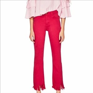Zara Pink Raw Hem Skinny Flare Jeans 💕💕🔥